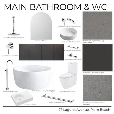 27 Laguna Avenue - Main Bathroom & WC (Dark) Interior Design Mood Board by Kathle         Study     en Holland on Style Sourcebook