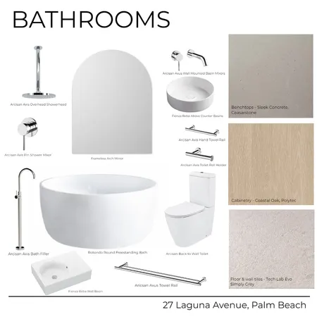 27 Laguna Avenue - Bathrooms (Light) Interior Design Mood Board by Kathleen Holland on Style Sourcebook