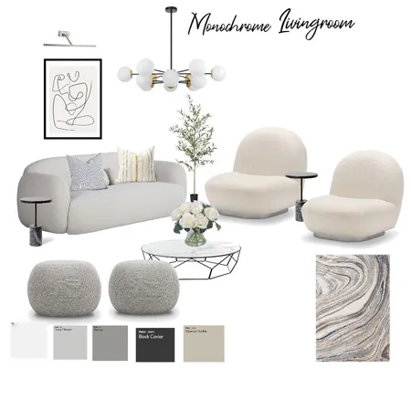 monochrome living room Interior Design Mood Board by arouri on Style Sourcebook