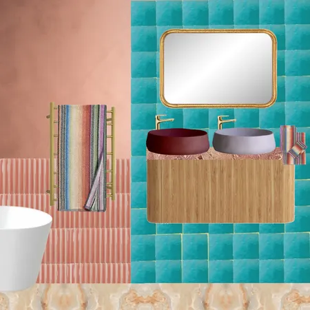 Coral Bathroom Aqua Interior Design Mood Board by dl2407 on Style Sourcebook