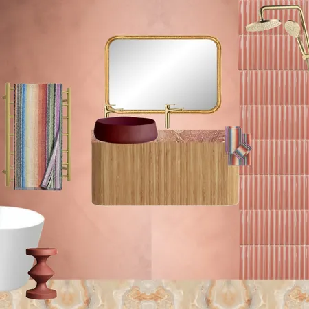 Terracotta + Burgundy + Honey Bathroom Interior Design Mood Board by dl2407 on Style Sourcebook