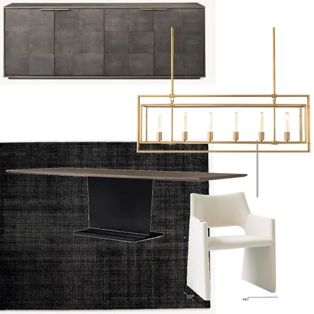 Rh Ibeam black rug, white chairs Interior Design Mood Board by Jennjonesdesigns@gmail.com on Style Sourcebook