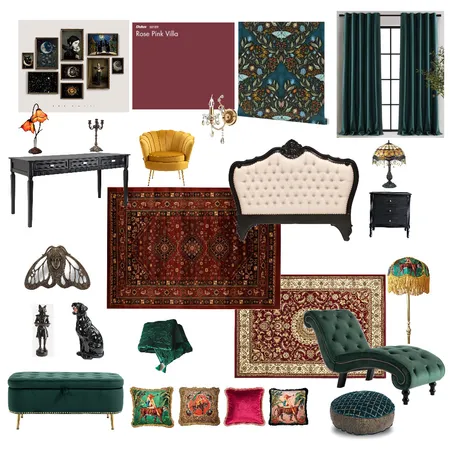 Whimsigoth Sample Board Interior Design Mood Board by AIMinteriordesign on Style Sourcebook