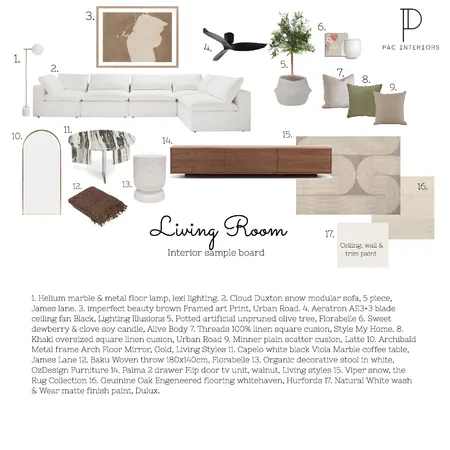 Living room sample board Interior Design Mood Board by PACINTERIORS on Style Sourcebook