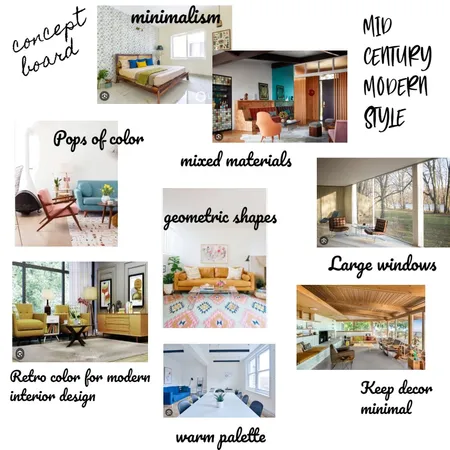 MID CENTURY  MODERN STYLE CONCEPT BOARD Interior Design Mood Board by dhawan.shweta2413@gmail.com on Style Sourcebook