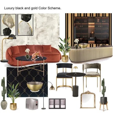 SA- Mobile FNB Suite Amended Gold and Black Color Scheme Interior Design Mood Board by Asma Murekatete on Style Sourcebook