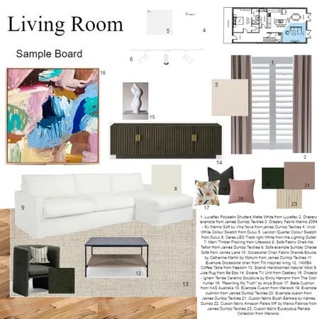 Living Room Sample Board Interior Design Mood Board by K Designs on Style Sourcebook