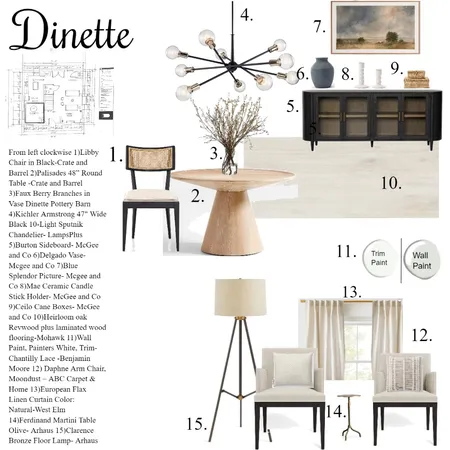 Dinette Sample Board Interior Design Mood Board by Allison Kayes Designs on Style Sourcebook