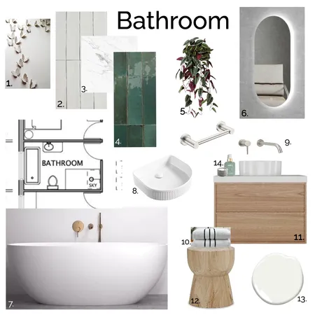 IDI MOD 9 PART A - Sample Board Main Bathroom Interior Design Mood Board by ONE CREATIVE on Style Sourcebook