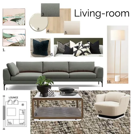 IDI MOD 9 PART A - Sample Board Lounge Interior Design Mood Board by ONE CREATIVE on Style Sourcebook