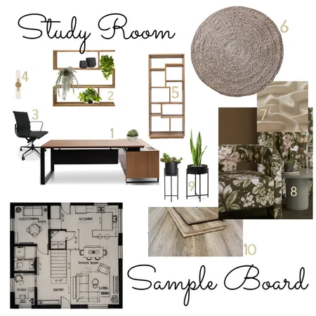 study room sample board Interior Design Mood Board by Mya on Style Sourcebook