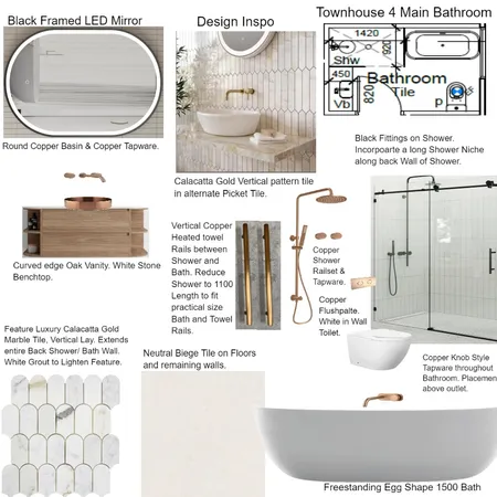 Cheryl Townhouse 4 Main Bathroom Interior Design Mood Board by staged design on Style Sourcebook