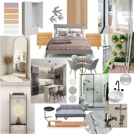 Modern Studio Apartment Interior Design Mood Board by hetvi__ on Style Sourcebook