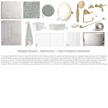 Sample Board - Part C - Bathroom Interior Design Mood Board by ONE CREATIVE on Style Sourcebook