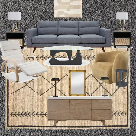 Electric primitive modern Grey/Black/White/Natural/Gold Interior Design Mood Board by ozyankeenz@gmail.com on Style Sourcebook