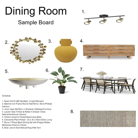 Sample Board Dining Room Interior Design Mood Board by bjordantati on Style Sourcebook