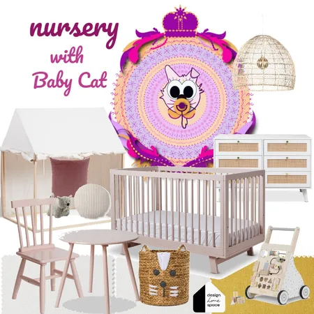 Pink Girl Cat kind of nursery Interior Design Mood Board by Gos from Design Home Space on Style Sourcebook