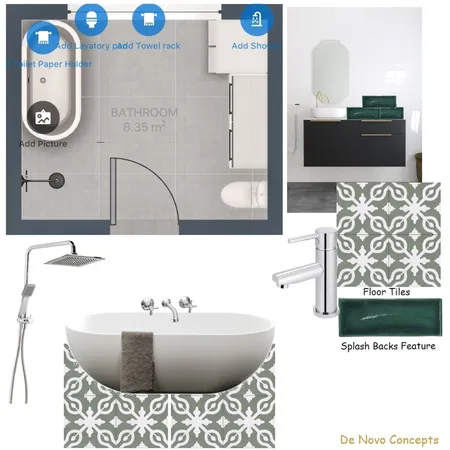 Hilliers main bathroom Interior Design Mood Board by De Novo Concepts on Style Sourcebook