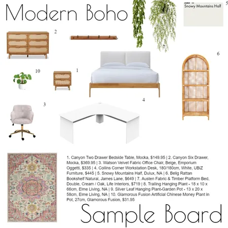 Small Bedroom Sample Board Interior Design Mood Board by Mya on Style Sourcebook