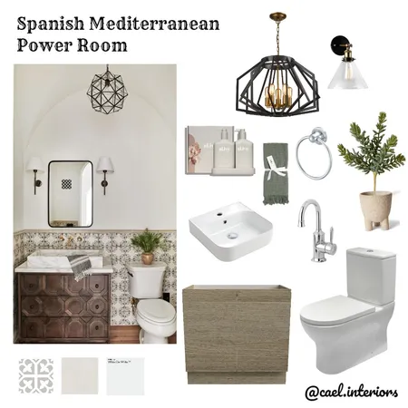 Spanish Mediterranean Powder Room Interior Design Mood Board by Cae_labitag on Style Sourcebook