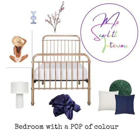 Bedroom with a POP of colour Interior Design Mood Board by Mz Scarlett Interiors on Style Sourcebook