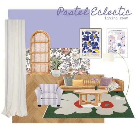 Pastel Eclectic Living Room Interior Design Mood Board by ElsieLapelerie on Style Sourcebook