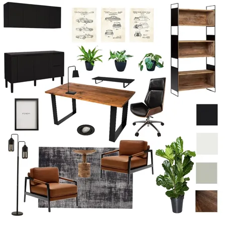 MODERN MASCULINE STUDY SAMPLE BOARD Interior Design Mood Board by Designs_Chandre on Style Sourcebook