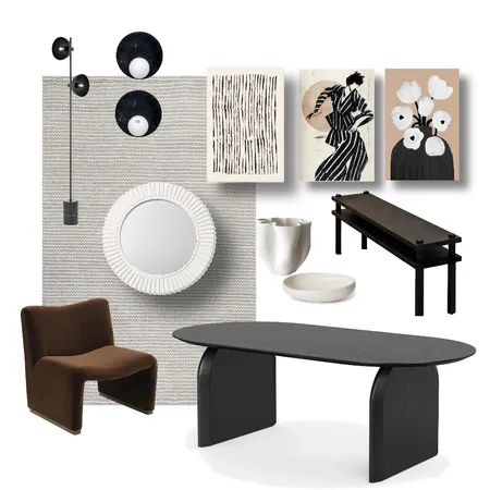 Black and brown dining Interior Design Mood Board by envisual design on Style Sourcebook