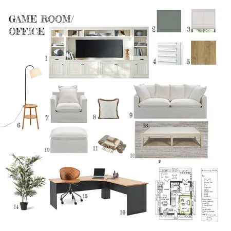 GAME ROOM/OFFICE Interior Design Mood Board by stjackson1012@gmail.com on Style Sourcebook