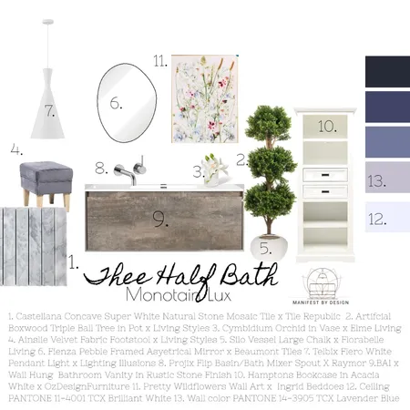 Half Bath- Monotain Lux Interior Design Mood Board by Manifest By Design | Interior Designer on Style Sourcebook