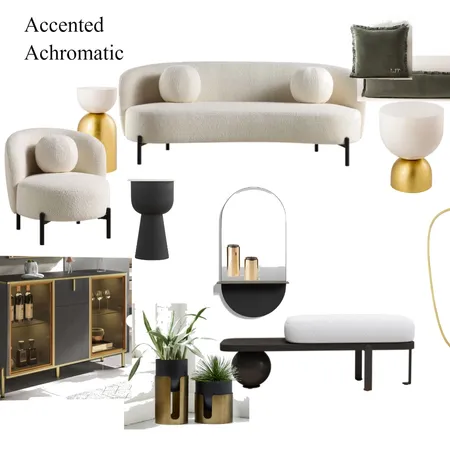 Accented Achromatic Interior Design Mood Board by Sarah Interiors on Style Sourcebook