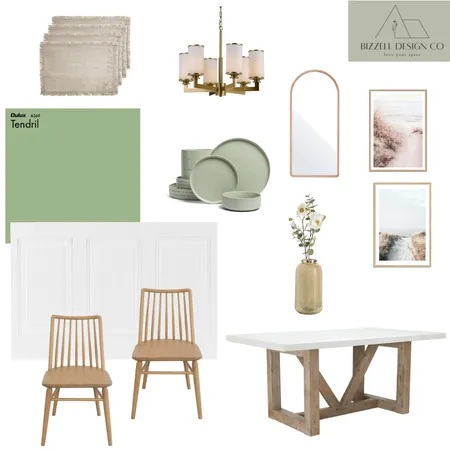 Green white neutral dining room Interior Design Mood Board by bizzelldesignco on Style Sourcebook