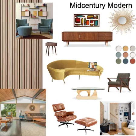 Pamela Bruner Mid Century Modern Mood Board Interior Design Mood Board by pamela@attractclientsonline.com on Style Sourcebook