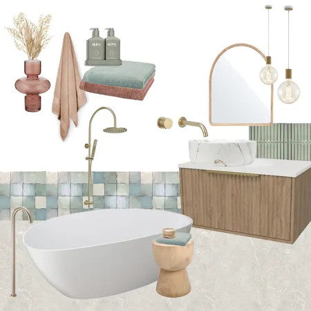 Pink and Green Bathroom Interior Design Mood Board by Her Decorating Business on Style Sourcebook