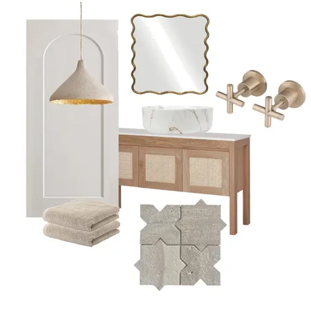 Modern Mediterranean Bathroom Interior Design Mood Board by DOWN THE LANE by Tina Harris on Style Sourcebook