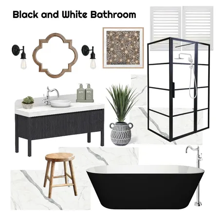 Black and White Bathroom Interior Design Mood Board by Ladybird Maldon Design on Style Sourcebook