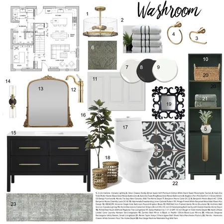 Module 9 Assignment - Sample Board - Washroom Interior Design Mood Board by ssauve on Style Sourcebook