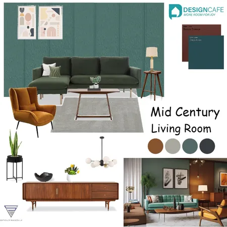 Mid- Century Living Room Interior Design Mood Board by harshada on Style Sourcebook