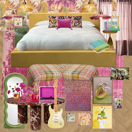 Bedroom - Yellow, Red Violet, Green, Burgundy Interior Design Mood Board by dl2407 on Style Sourcebook