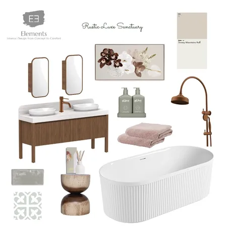 Bathroom refresh "Rustic Luxe Sanctuary" Interior Design Mood Board by Elements Interior Design Studio on Style Sourcebook