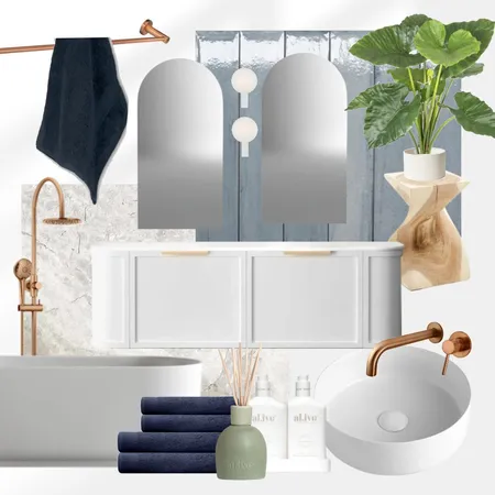 The Block 2024 - Kristian and Mimi's Guest Bathroom Interior Design Mood Board by The Blue Space on Style Sourcebook