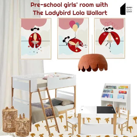 Pre-school girls room with The Ladybird Lola Wall art Interior Design Mood Board by Gos from Design Home Space on Style Sourcebook