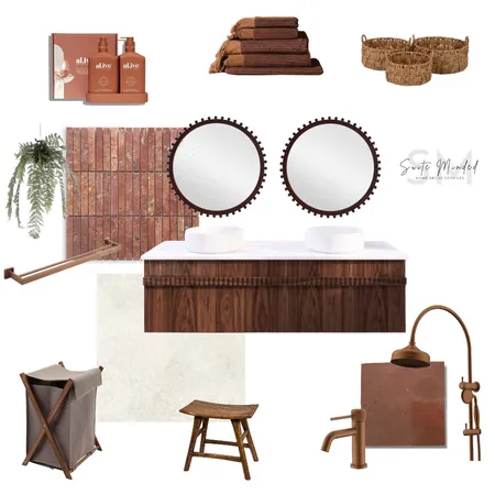 Warm red and walnut tones bathroom Interior Design Mood Board by Suite.Minded on Style Sourcebook