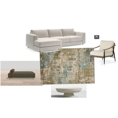 living room with olive and tidal blue rug blue chair Interior Design Mood Board by NikkiNite on Style Sourcebook