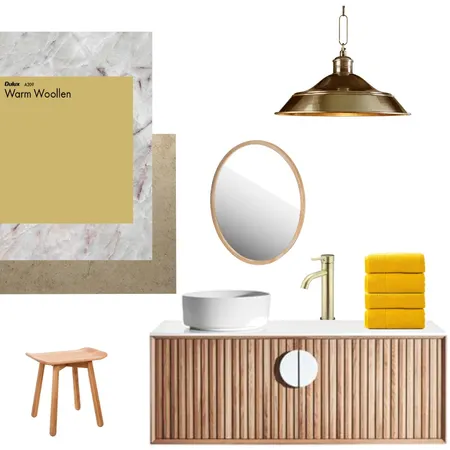 Bathroom with wood, marmer and yellow Interior Design Mood Board by Bianca -Studio Property on Style Sourcebook
