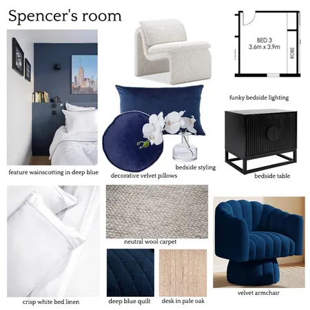 NE Spencer's room Interior Design Mood Board by ONE CREATIVE on Style Sourcebook