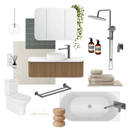 Calming Contemporary Main Bathroom Interior Design Mood Board by White Soul Studio on Style Sourcebook