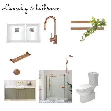 Beach side laundy & bathroom combo - brushed gold Interior Design Mood Board by Cantwell Interiors on Style Sourcebook