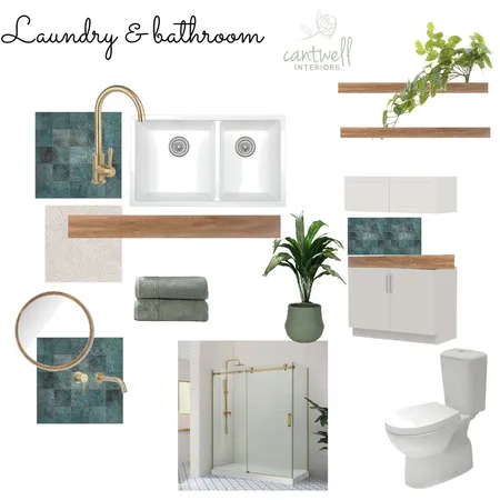 Beach side laundy & bathroom combo - brushed gold Interior Design Mood Board by Cantwell Interiors on Style Sourcebook