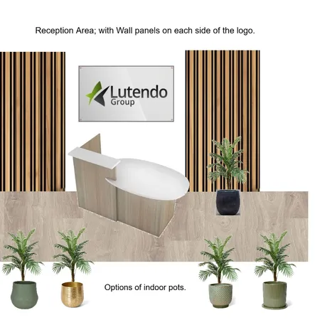 Lutendo Group - Reception Area. with wall panels on each side of the logo Interior Design Mood Board by Asma Murekatete on Style Sourcebook